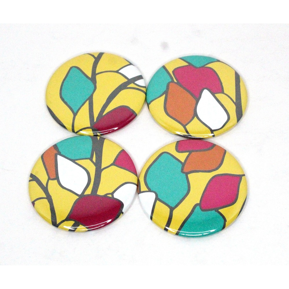 Set of 4 Refrigerator Locker Magnets 2.25" Handmade Bohemian - Hiptastic Leaves